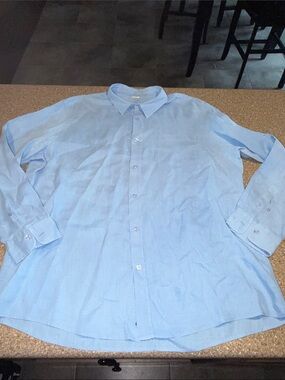 Blue Lemon Linen Men's Light Blue Long-Sleeve Dress Shirt